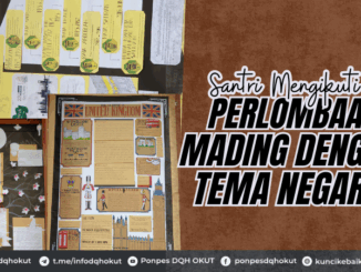 santri mengikuti perlombaan mading dengan tema negara